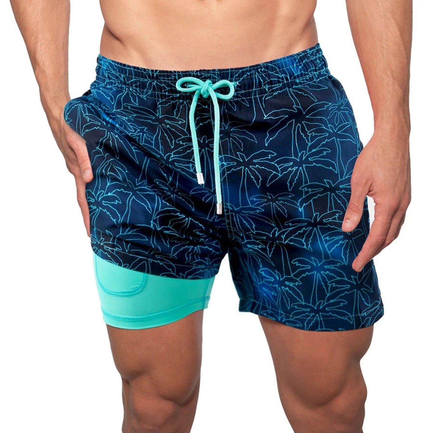 Shorts européens et américains Pantalons de plage pour hommes Pantalons de sport Shorts doubles imprimés - KaoKao