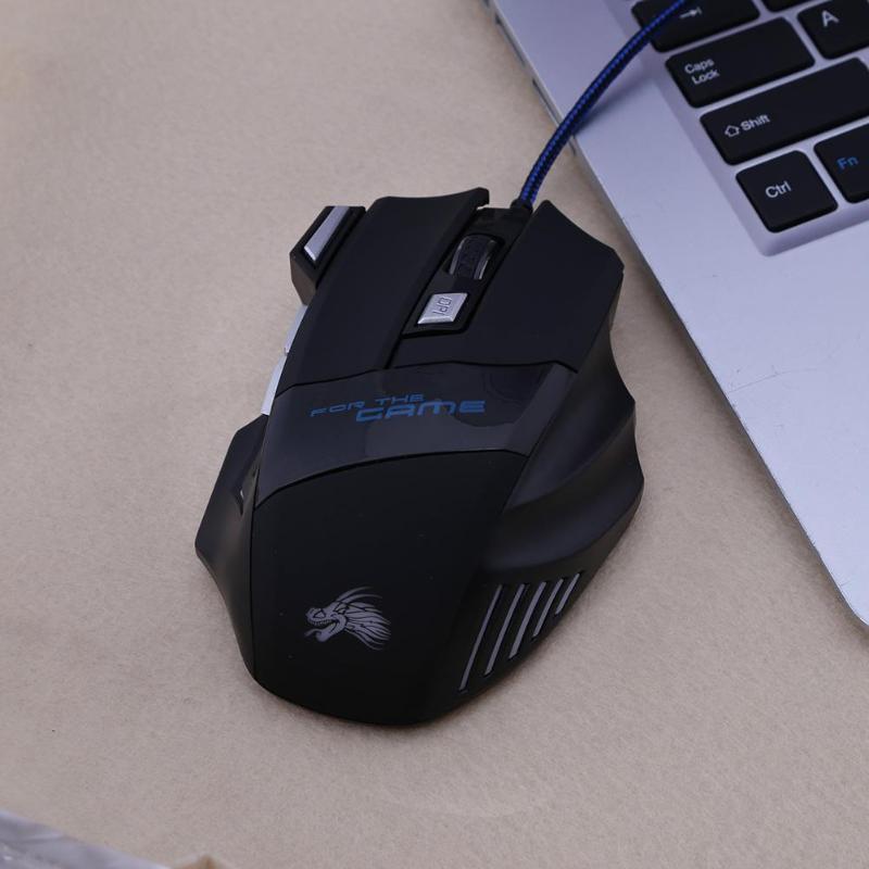 Souris de jeu filaire 5500 DPI 7 couleurs LED rétroéclairage souris optique Gamer USB 7 boutons PC Gamer ordinateur portable souris de bureau - KaoKao