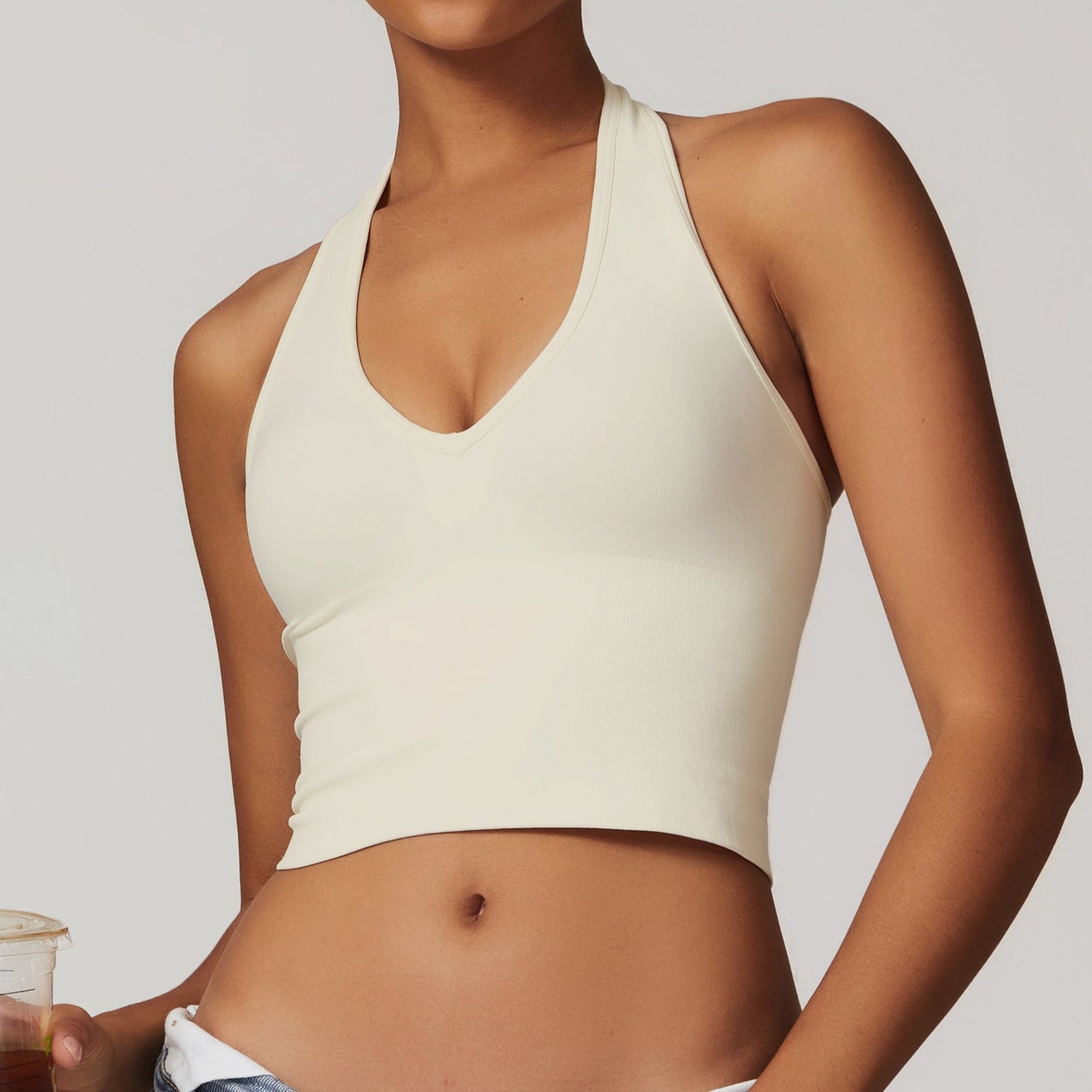 Soutien - gorge de yoga court dos nu pour femme, sans coutures, idéal pour le fitness et le sport - KaoKao