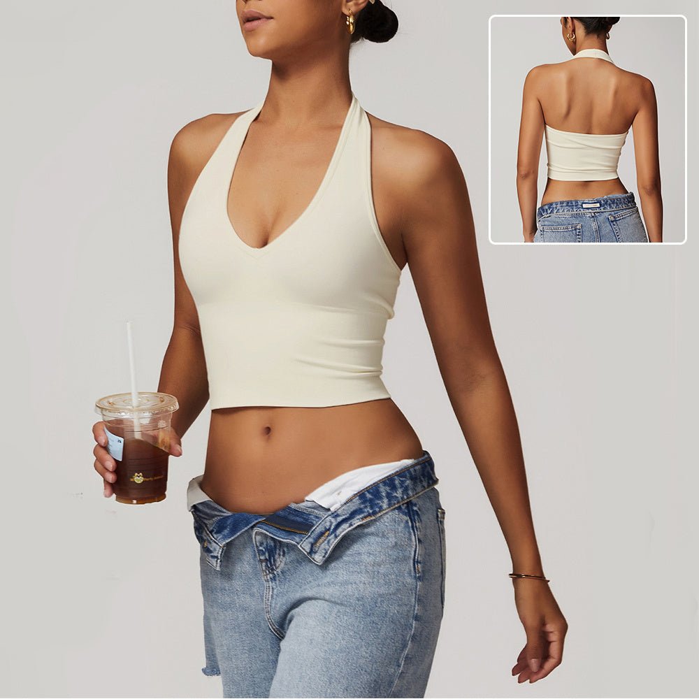 Soutien - gorge de yoga court dos nu pour femme, sans coutures, idéal pour le fitness et le sport - KaoKao