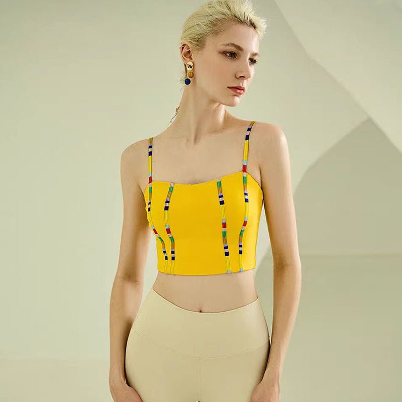 Soutien - gorge d'exercice à coutures colorées, sensation chair, vêtements de yoga - KaoKao