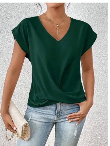 T-shirt d'été à manches courtes et nœud irrégulier pour femme - KaoKao
