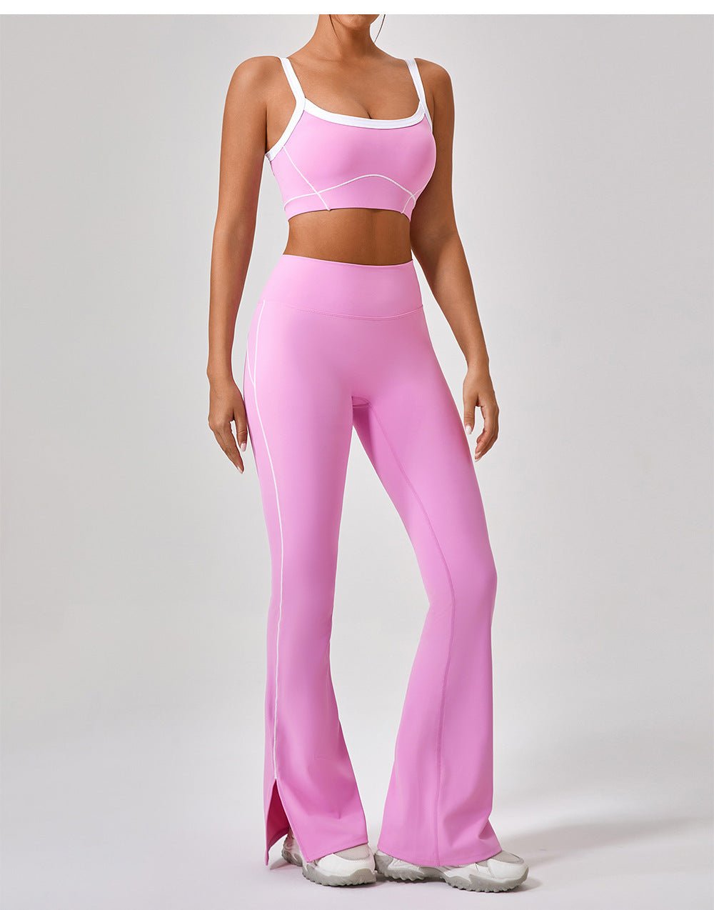 Tenues de yoga et de sport en plein air pour femmes, ensemble de fitness à bretelles spaghetti et couleurs contrastées - KaoKao