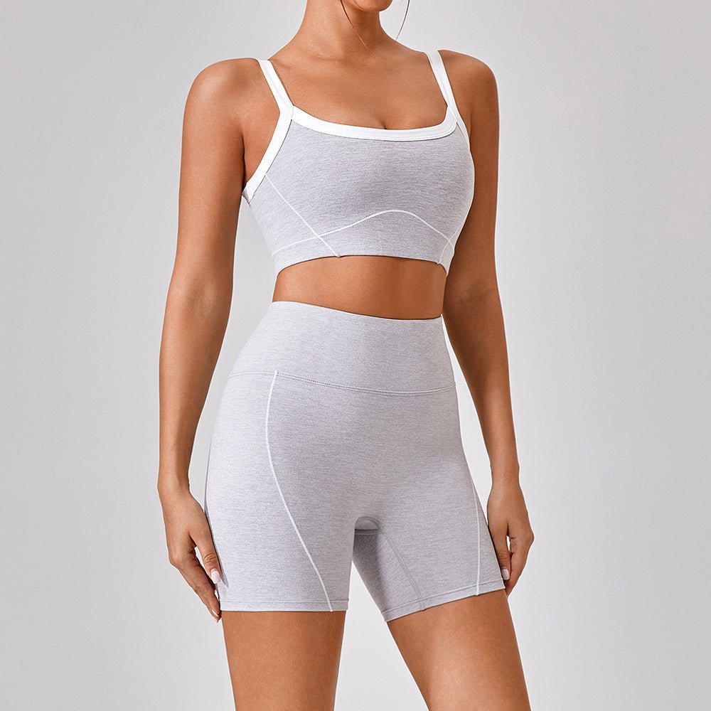Tenues de yoga et de sport en plein air pour femmes, ensemble de fitness à bretelles spaghetti et couleurs contrastées - KaoKao
