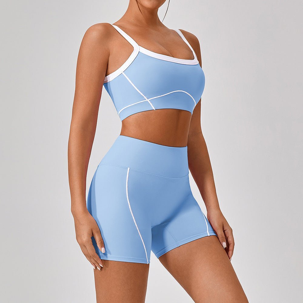 Tenues de yoga et de sport en plein air pour femmes, ensemble de fitness à bretelles spaghetti et couleurs contrastées - KaoKao