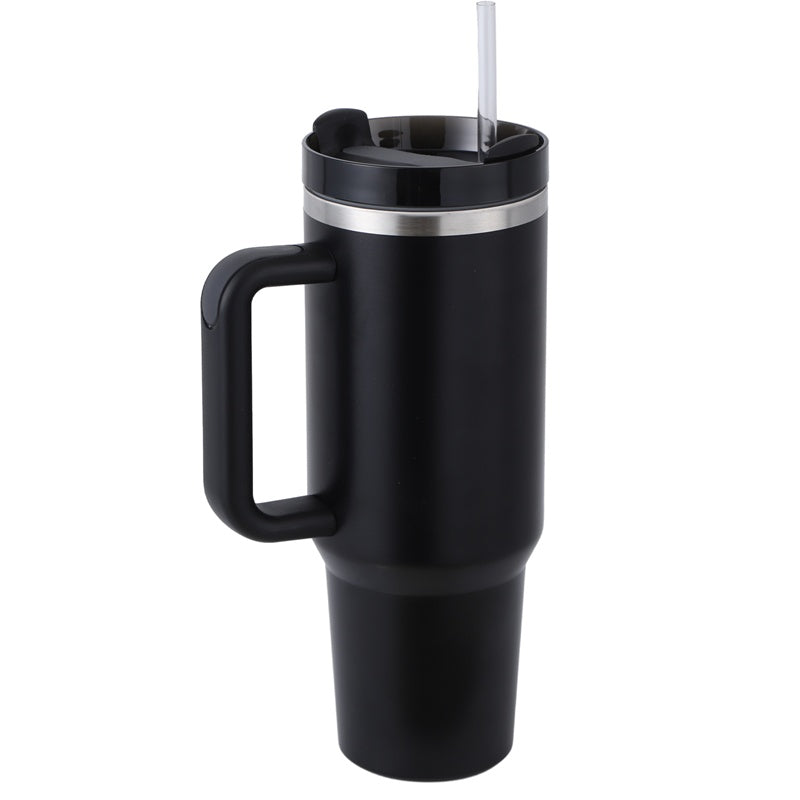 Tasse à café en paille de 40 oz avec poignée, bouteille d'eau portable en acier inoxydable pour voiture, grande capacité, tasse de voyage sans bisphénol A