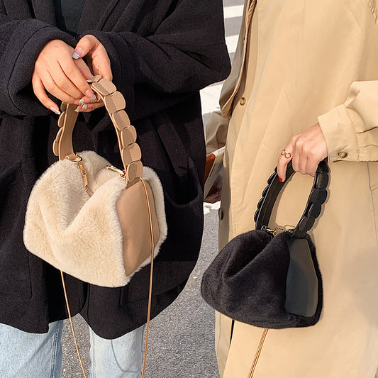 Sac à main croisé en fourrure petite pour femmes automne et hiver