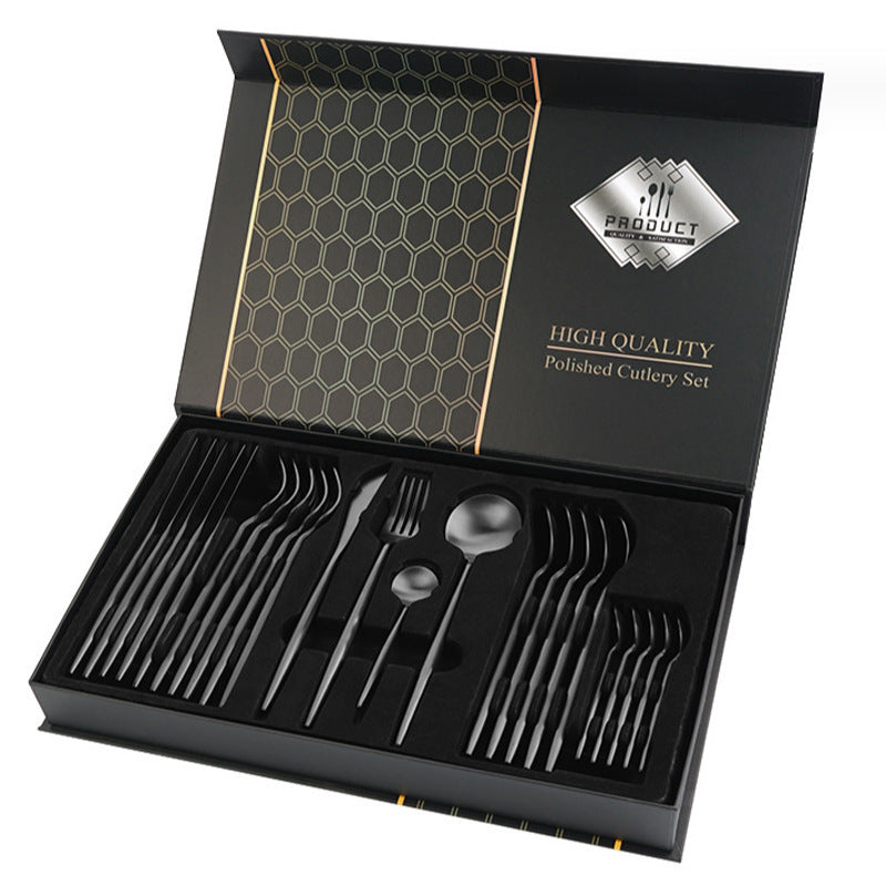 Coffret cadeau de vaisselle en acier inoxydable 24 pièces