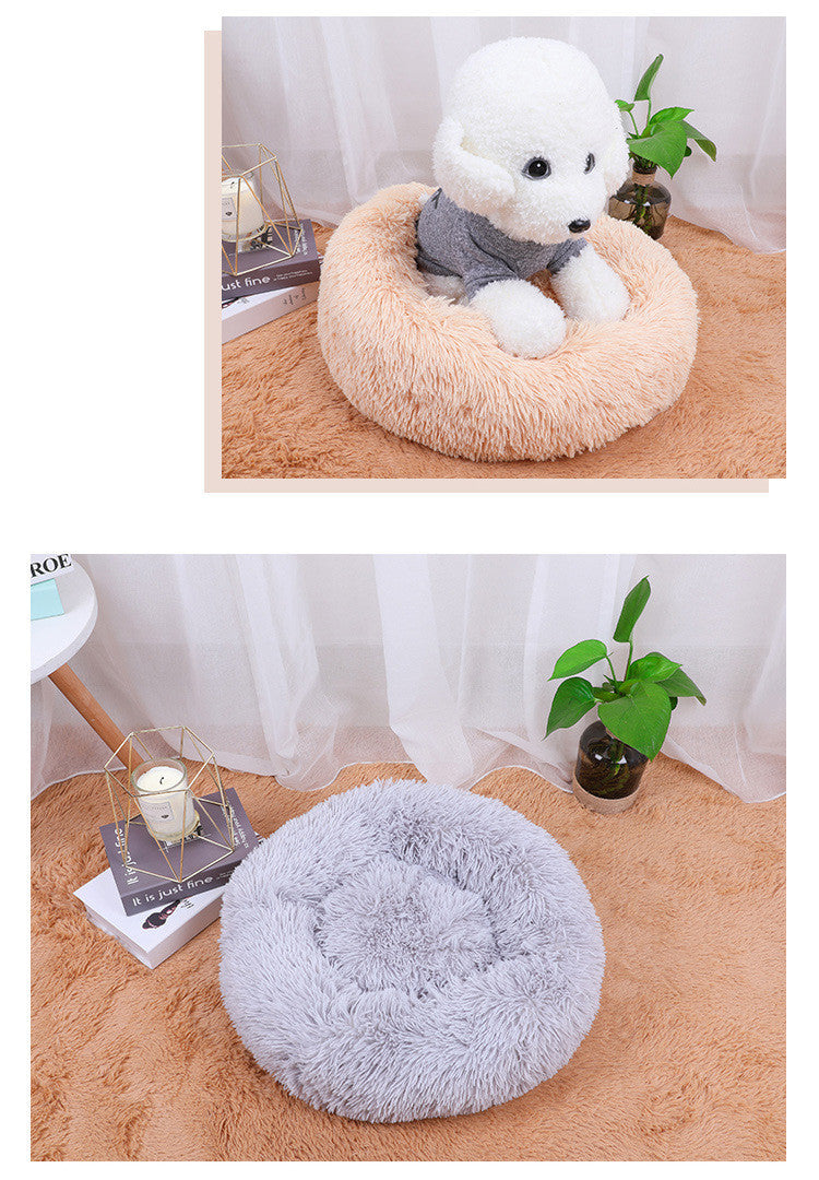 Tapis d'hiver chaud pour chien en peluche et rond