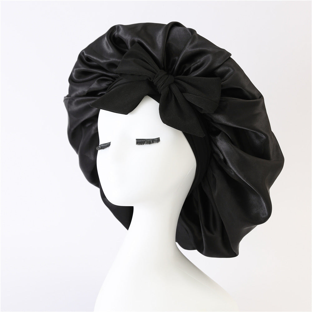 Nouveau bonnet en soie pour femmes endormies, bonnet en satin, bonnet de nuit, écharpe pour cheveux bouclés avec bandeau pour cheveux bouclés