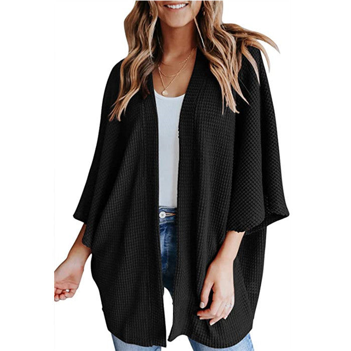 Cardigan gaufré à manches chauve-souris pour femme Gerson