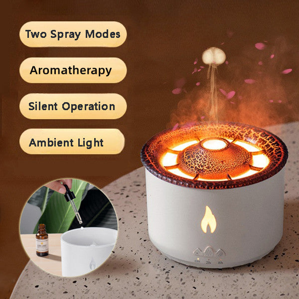 Nouveau diffuseur d'huiles essentielles ultrasonique créatif de machine d'aromathérapie à vapeur de volcan, humidificateur à flamme de méduse.