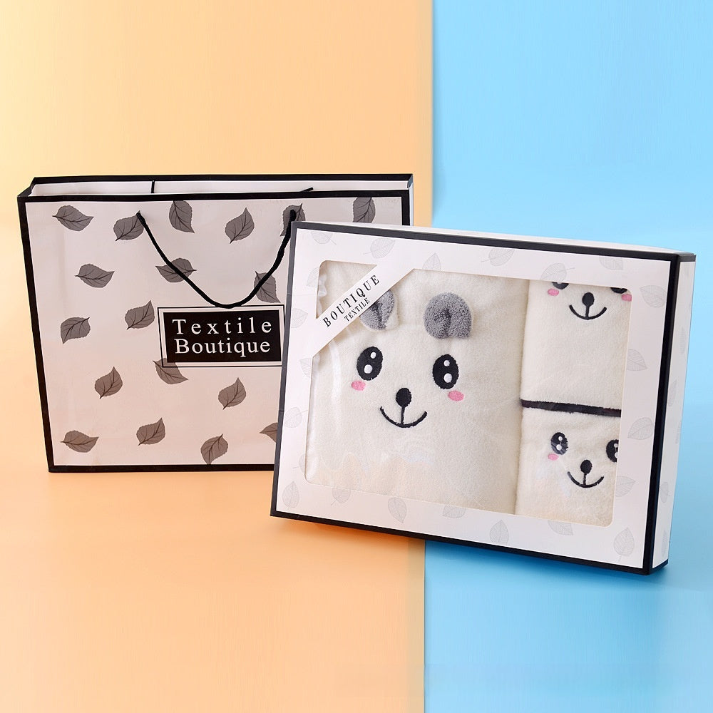 Serviette de bain en velours corail Serviette deux pièces Oreilles de lapin Koala Coffret cadeau