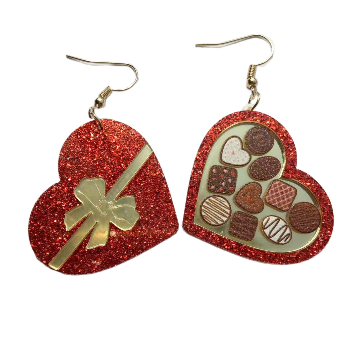 Boîte-cadeau rouge de la Saint-Valentin Boucles d'oreilles en forme de cœur pour femmes Romantique Vous me faites fondre Boucles d'oreilles en acrylique en forme de goutte Bijoux de créateur