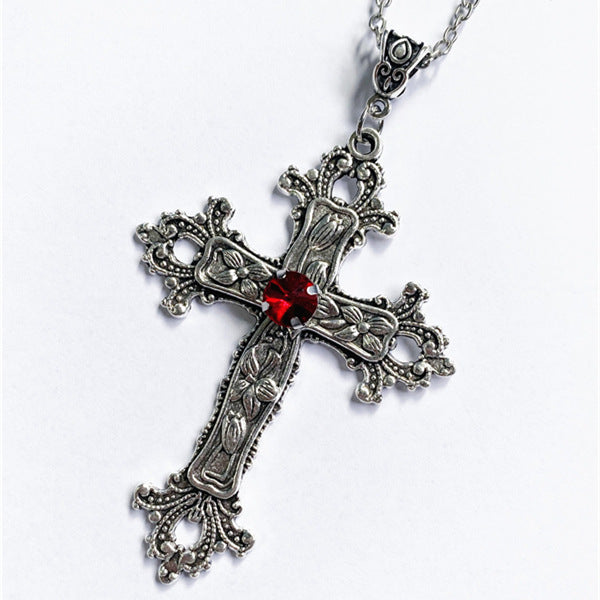 Collier pendentif croix diamant bijoux charme punk cadeau mode