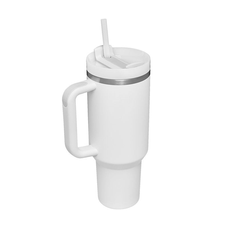 Gobelet de 40 oz avec poignée en paille isolée, tasse à café sous vide anti-déversement en acier inoxydable avec couvercle, tasse conique, cadeaux pour amoureux de la Saint-Valentin, convient pour la voiture, la salle de sport, le bureau, les voyages