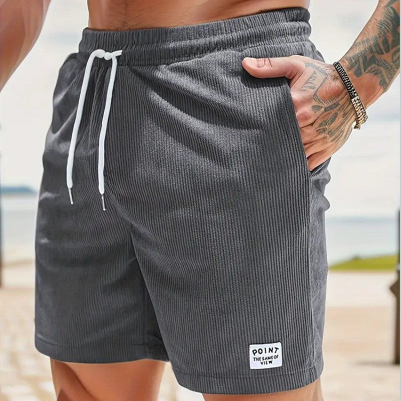 Short à lacets avec cordon de serrage Pantalon court de sport en velours côtelé d'été Vêtements pour hommes