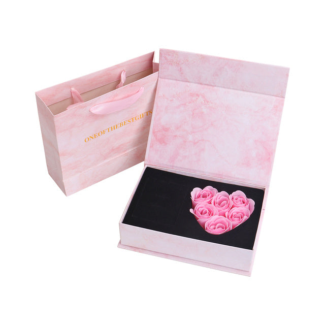 Coffret cadeau de roses pour la fête des mères Fleur de savon Fenêtre de rosace artificielle