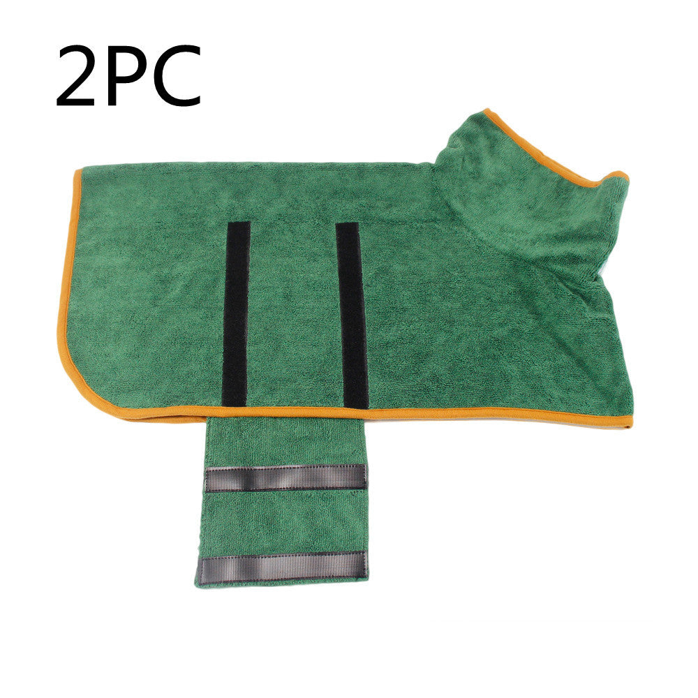 Robe de bain pour animaux absorbante en microfibre avec ceinture.