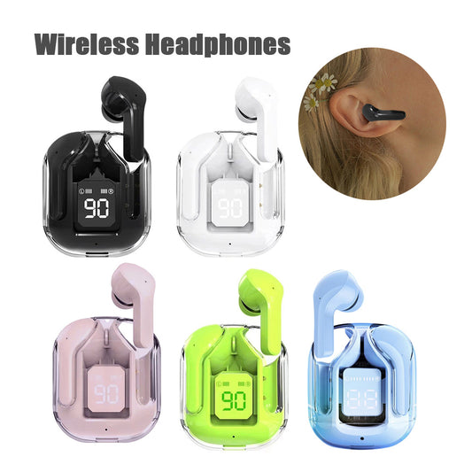 Nouveau mini casque sans fil transparent Bluetooth avec affichage numérique, réduction de bruit ENC, véritable sans fil, musique sportive.