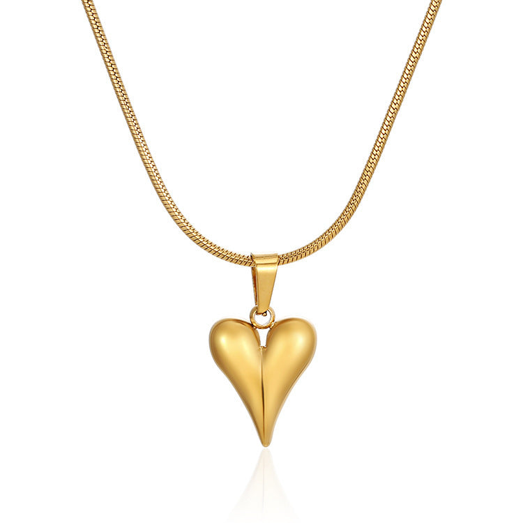 Collier rétro en forme de cœur en acier inoxydable, collier d'amour personnalisé pour bijoux pour femmes, Saint-Valentin