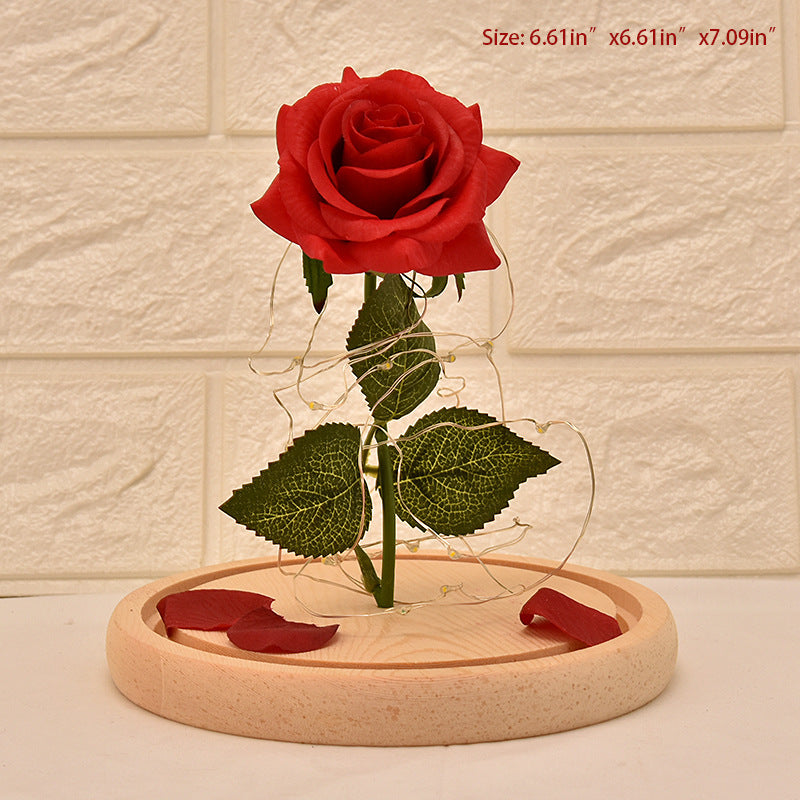 Rose en verre avec super lumière LED pour la Saint-Valentin