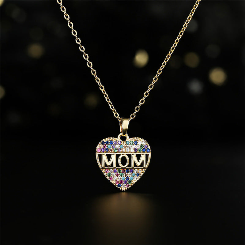 Collier pendentif coeur pêche MOM en cuivre cadeau fête des mères