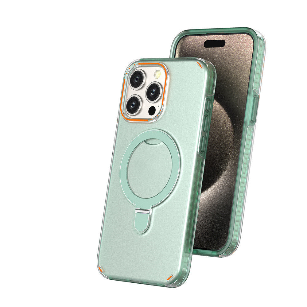 Nouvelle coque de téléphone magnétique colorée avec support et couvercle pour charge sans fil transparent Magesafe.