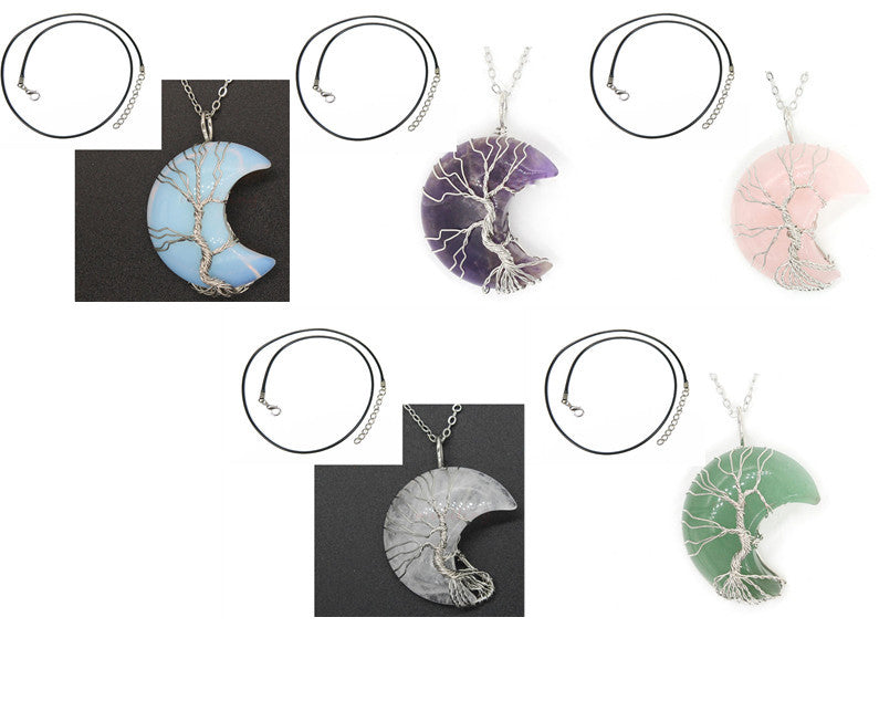 Pendentif Lune en Cristal Naturel