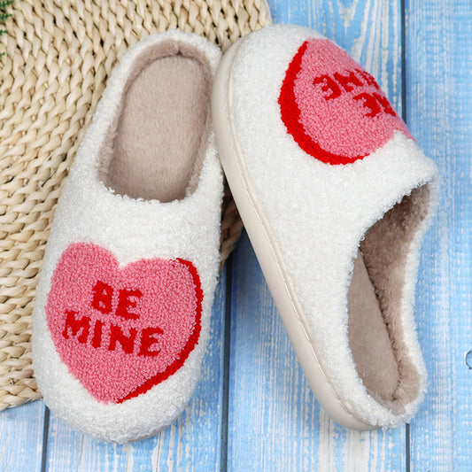 Pantoufles en coton pour la Saint-Valentin, pantoufles d'intérieur pour femmes, printemps-automne, en coton, antidérapantes, douces et chaudes, chaussures de maison, pour couple, pantoufles simples en peluche