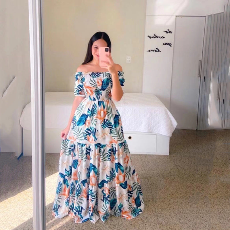 Robe longue à fleurs décolletée pour femmes