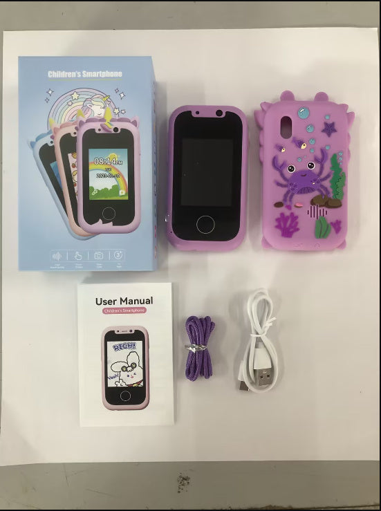 Téléphone mobile pour enfants à écran tactile à double caméra.
