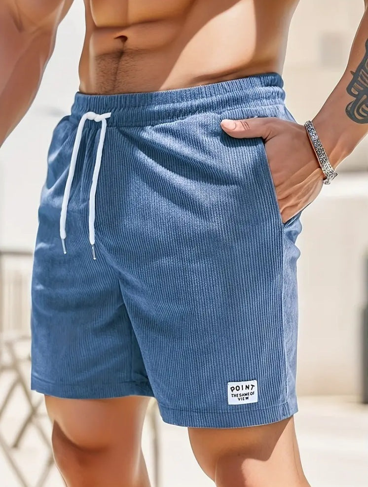 Short à lacets avec cordon de serrage Pantalon court de sport en velours côtelé d'été Vêtements pour hommes