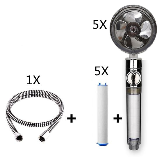 Pommeau de douche à hélice avec bouton d'arrêt et filtre en coton Buse de douche à main haute pression turbocompressée