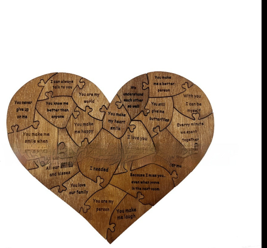 Raisons pour lesquelles je vous aime Puzzle en bois en forme de cœur Puzzle romantique en forme de jigsaw Anniversaire de mariage pour femme mari Cadeaux d'anniversaire Cadeau de la Saint-Valentin