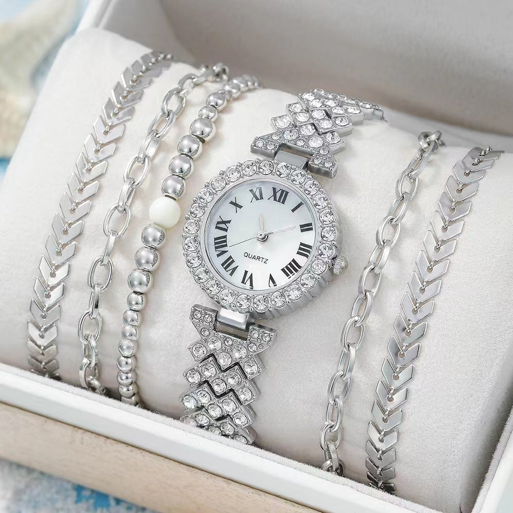 Coffret cadeau de luxe pour montre-bracelet en diamant pour femme, ensemble de six pièces