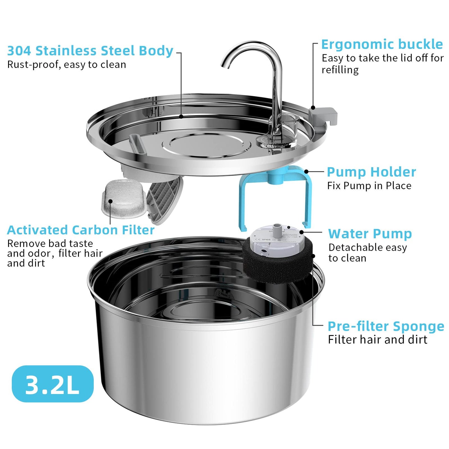 Distributeur d'eau en acier inoxydable Fontaine automatique