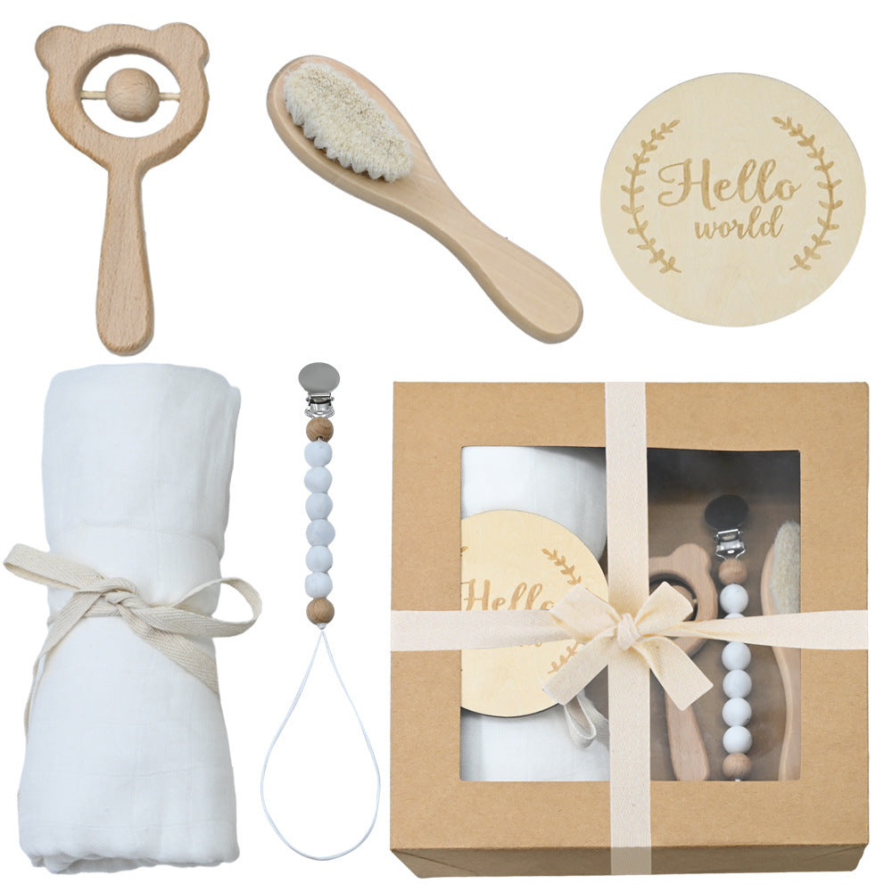 Coffret cadeau en bois de hochet pour bébé, convient aux nouveau-nés et aux bébés d'un mois.