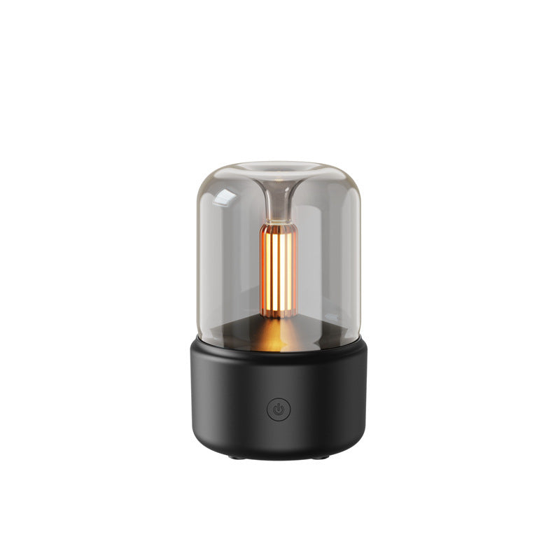 Humidificateur d'air électrique portable de 120 ml avec diffuseur d'arôme à lumière d'ambiance, bougie, brumisateur à brouillard frais, 8-12 heures avec veilleuse LED.