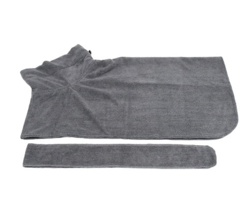 Robe de bain pour animaux absorbante en microfibre avec ceinture.