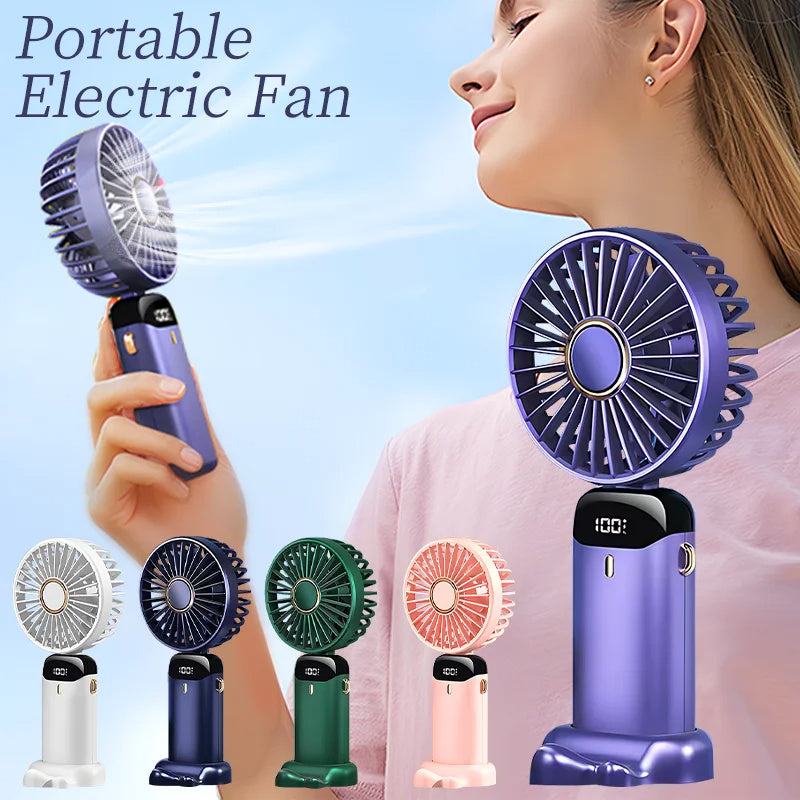 Mini ventilateur électrique portable rechargeable par USB, pliable, à suspendre au cou, ventilateur d'extérieur, refroidisseur d'air puissant et réglable à 5 vitesses