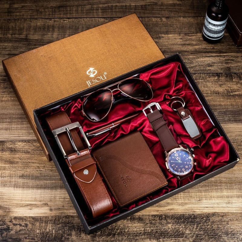 Coffret cadeau pour homme Emballage exquis Montre Ceinture Portefeuille