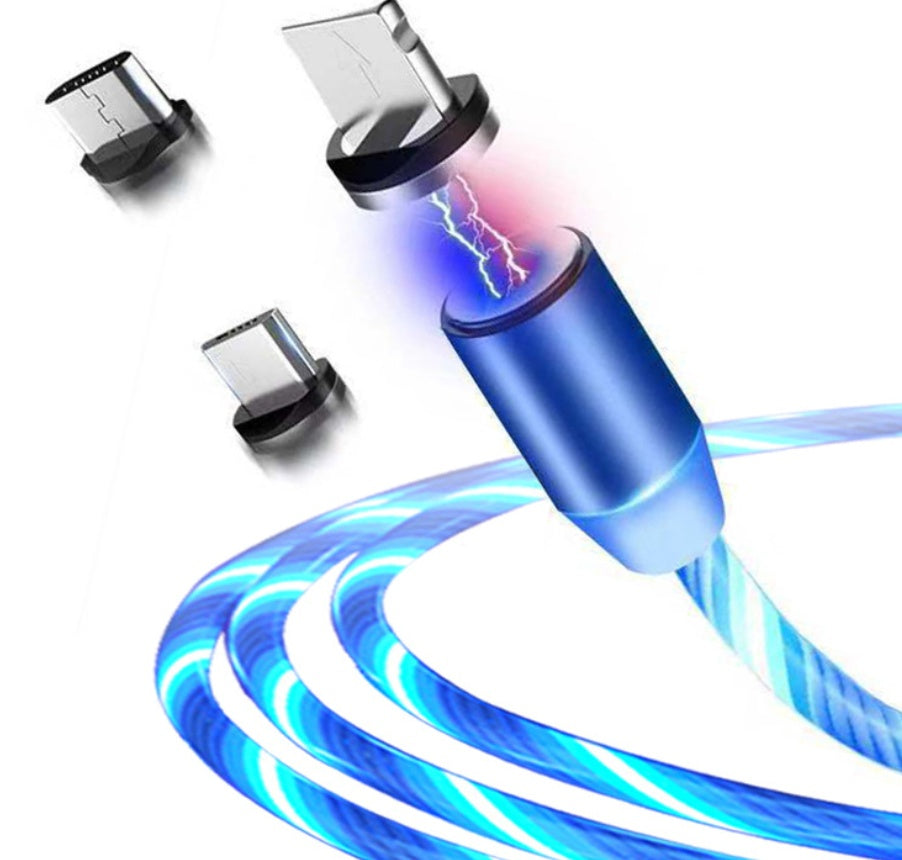 Compatible avec Apple, câble de ligne de données Flowing Ligh Magnetic Streamer pour iPhone Android Type-C