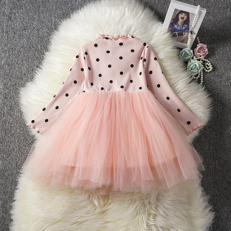 Robe en tulle à manches longues en dentelle pour bébés filles, vêtements pour la fête d'anniversaire de 1 an, vêtements de baptême, tenue décontractée pour le printemps et l'hiver.