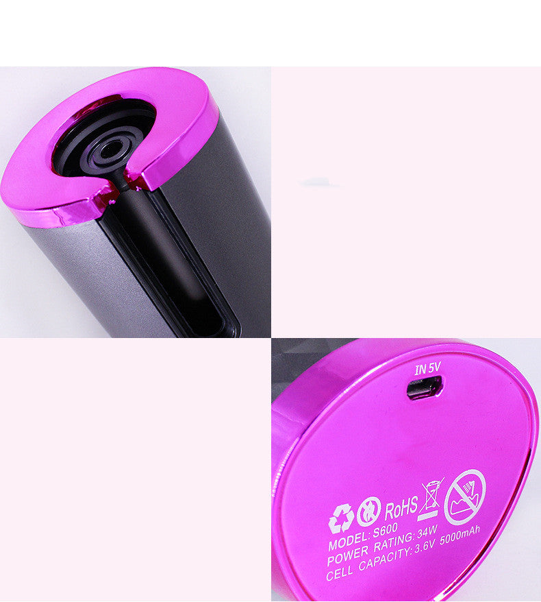 Fer à friser automatique rechargeable pour femmes, fer à friser portable avec affichage LCD, en céramique, pour des boucles ondulées rotatives.