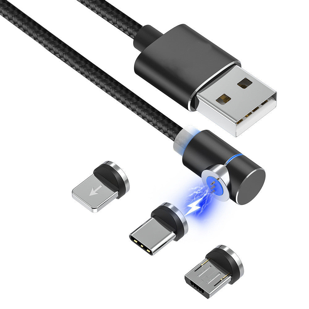 Câble de chargement magnétique LED avec aimant, câble USB et USB Type-C.