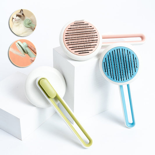 Outil de toilettage pour chien et chat, brosse à poils pour animaux de compagnie, peigne de massage automatique, brosse ronde pour animaux de compagnie.