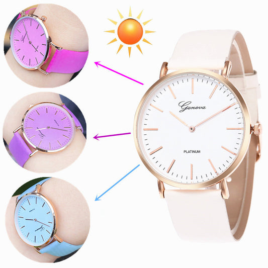 Montre à changement de couleur sensible à la température à échelle simple