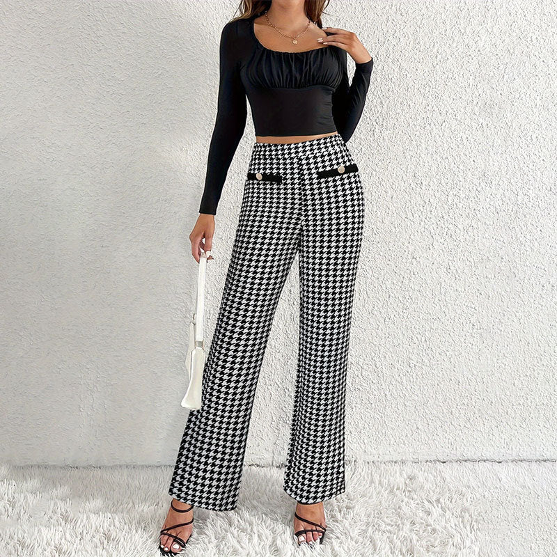 fausse poche fermeture décoration pantalon large droit pantalon