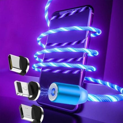 Compatible avec Apple, câble de ligne de données Flowing Ligh Magnetic Streamer pour iPhone Android Type-C